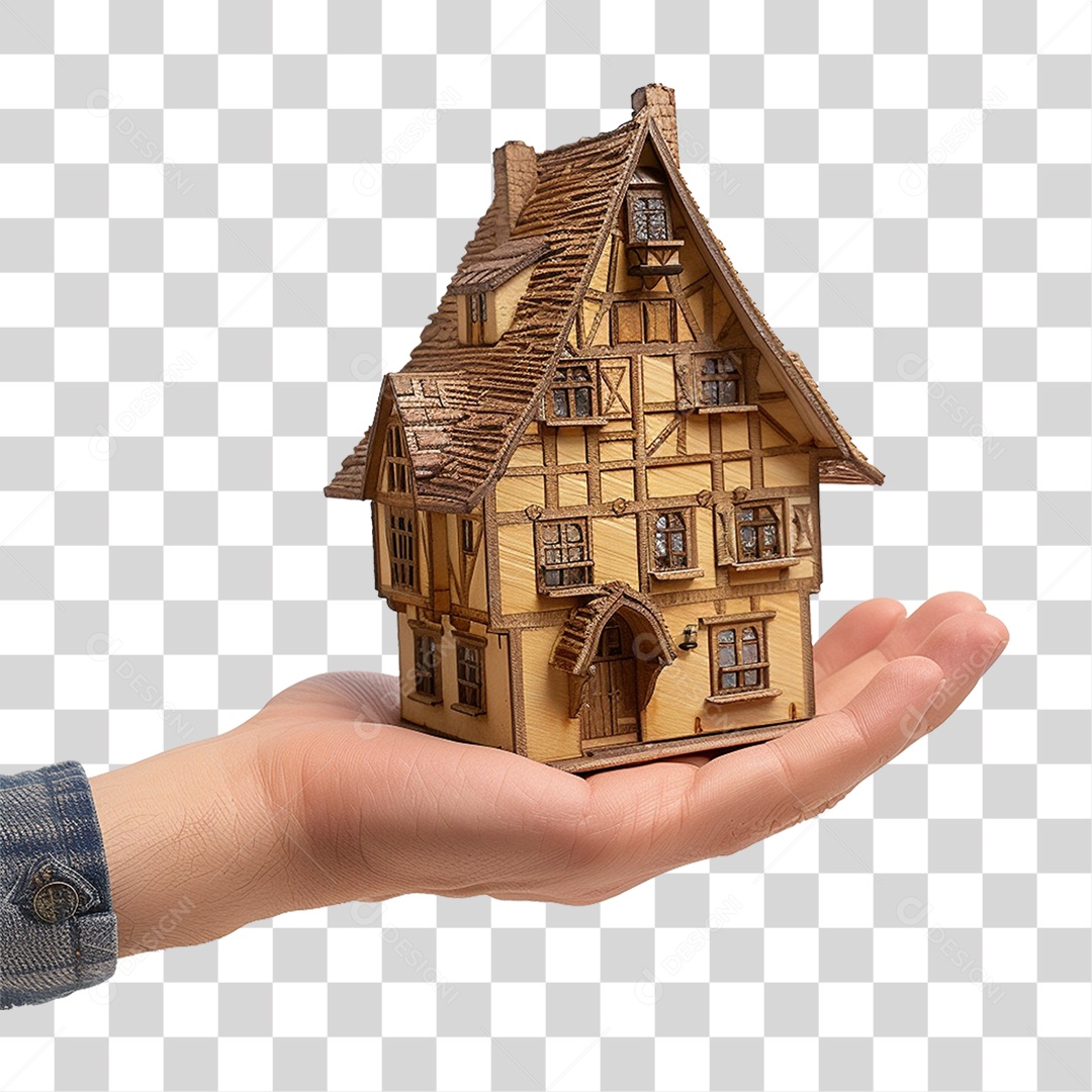 Mão Segurando Casa em Miniatura PNG Transparente