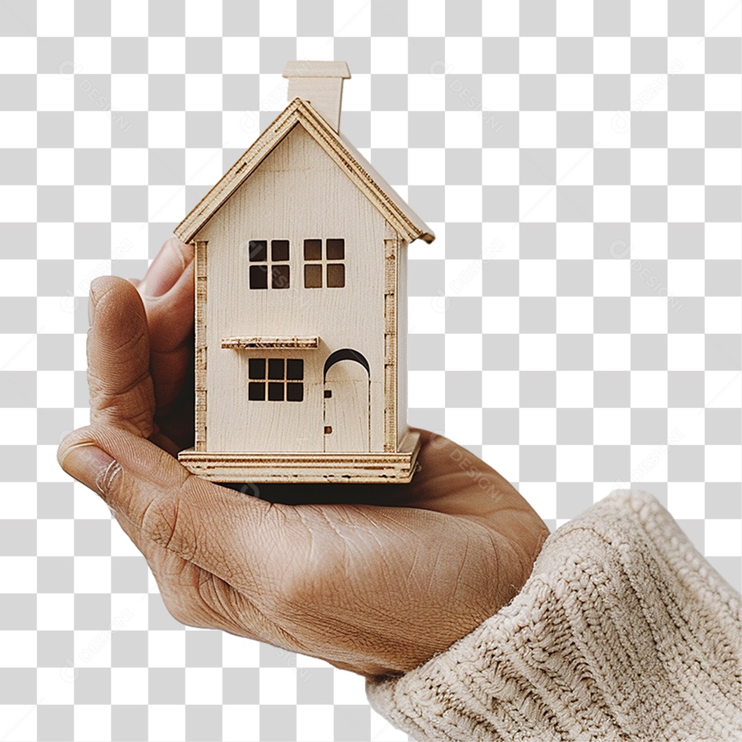 Mão Segurando Casa em Miniatura PNG Transparente