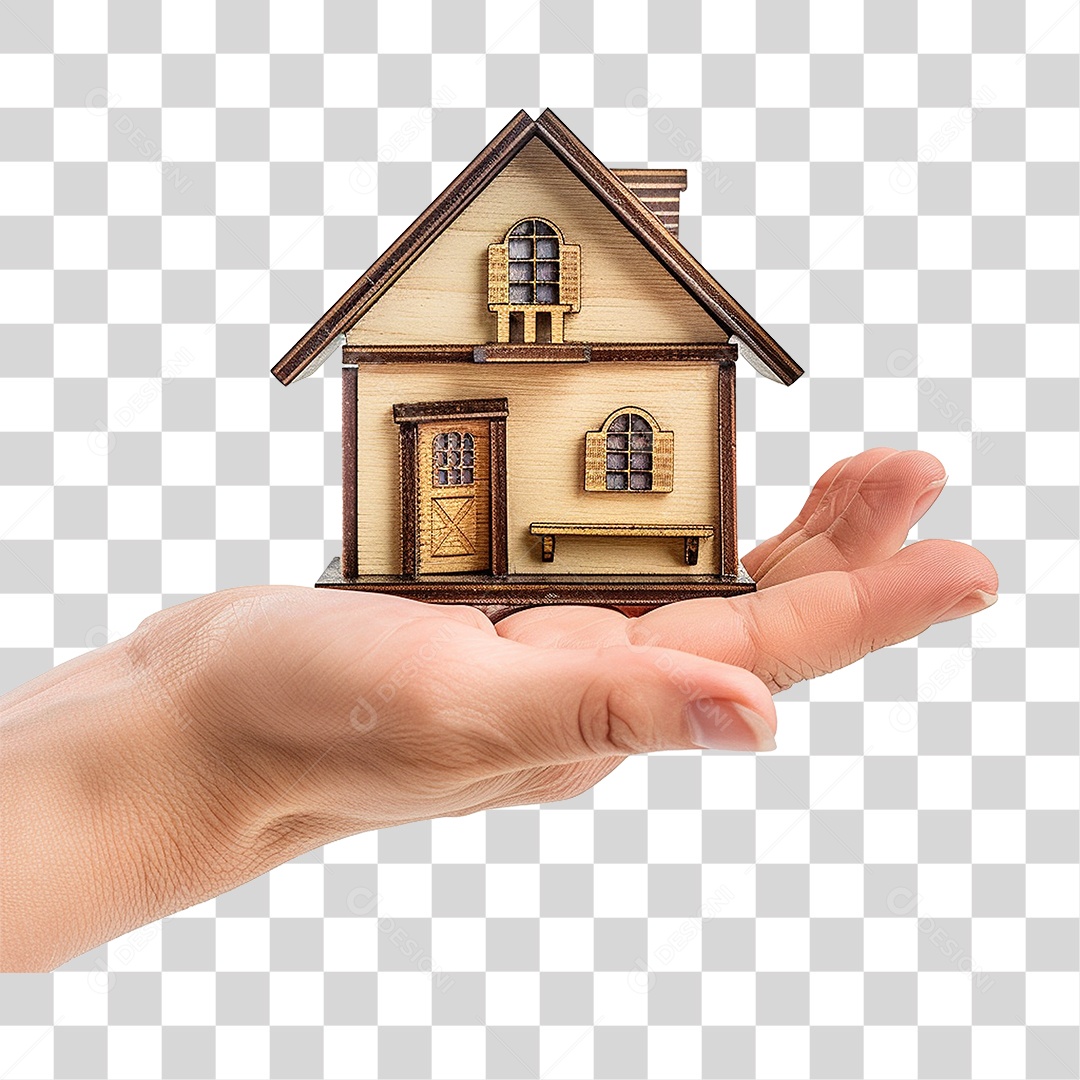 Mão Segurando Casa em Miniatura PNG Transparente