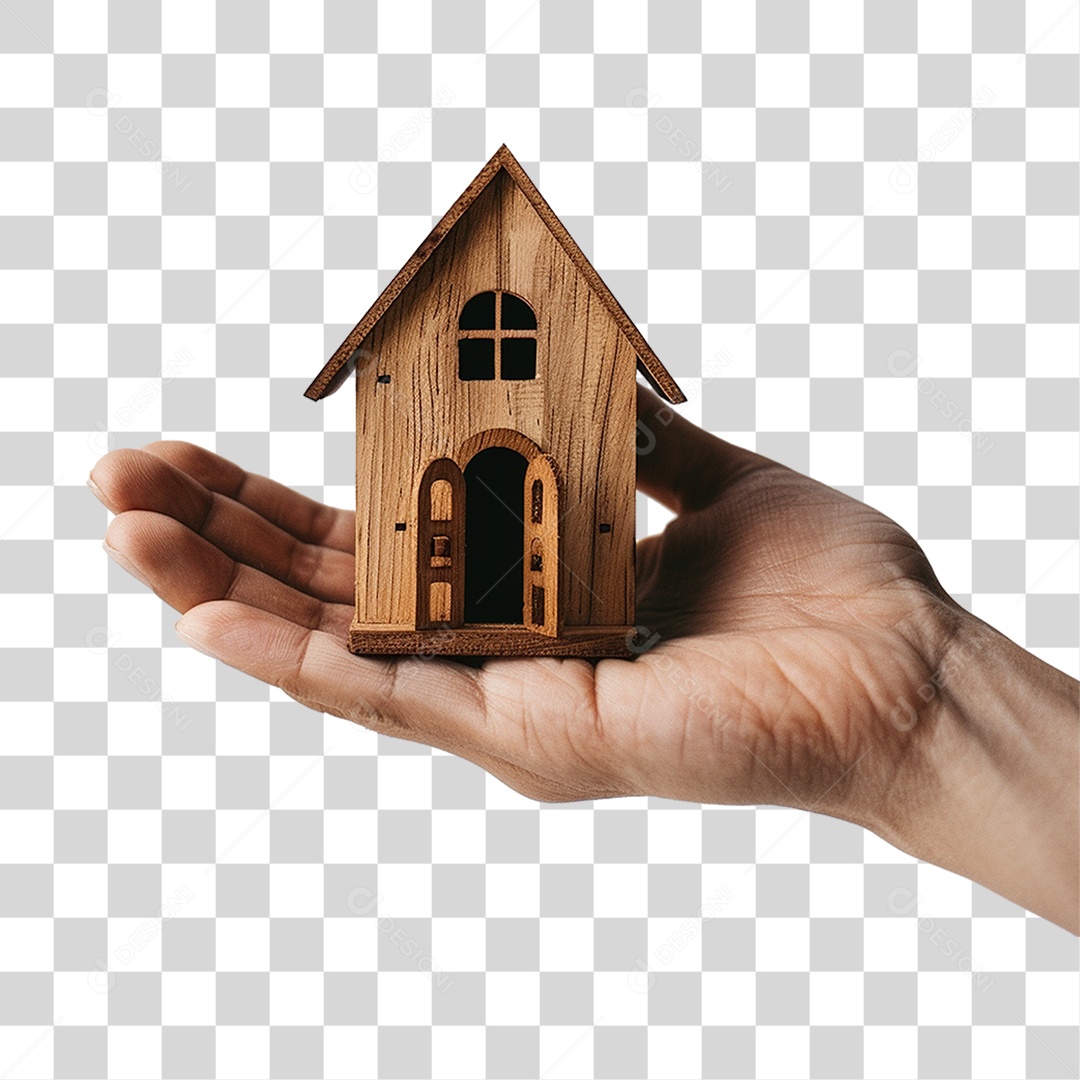 Mão Segurando Casa em Miniatura PNG Transparente