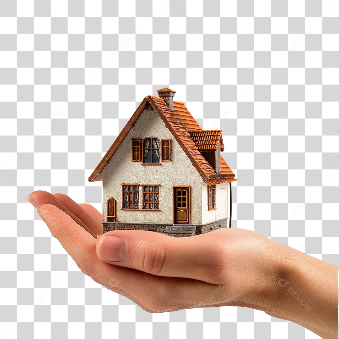 Mão Segurando Casa em Miniatura PNG Transparente