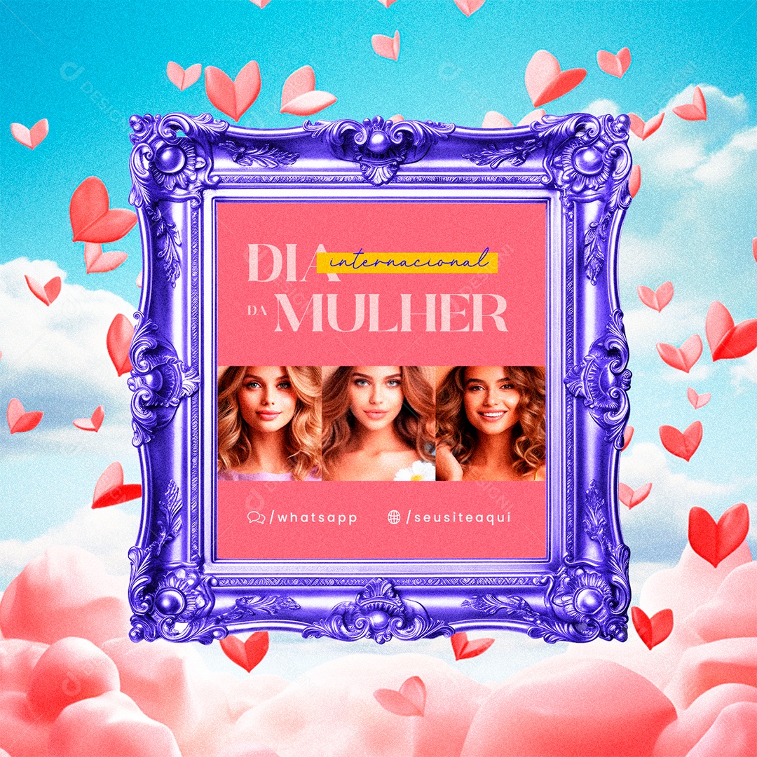 Dia Internacional da Mulher 08 de Março Social Media PSD Editável