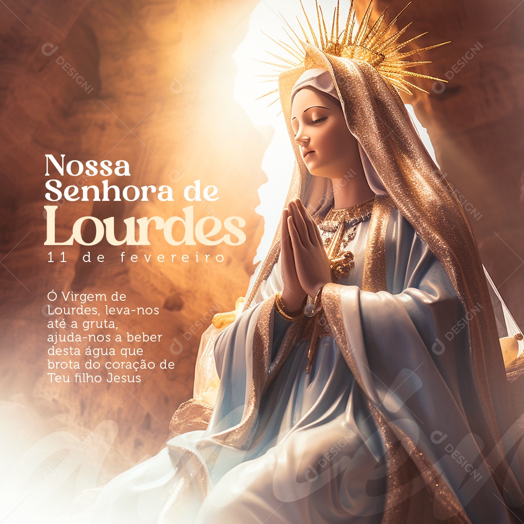 Dia de Nossa Senhora de Lourdes 11 de fevereiro Social Media PSD Editável