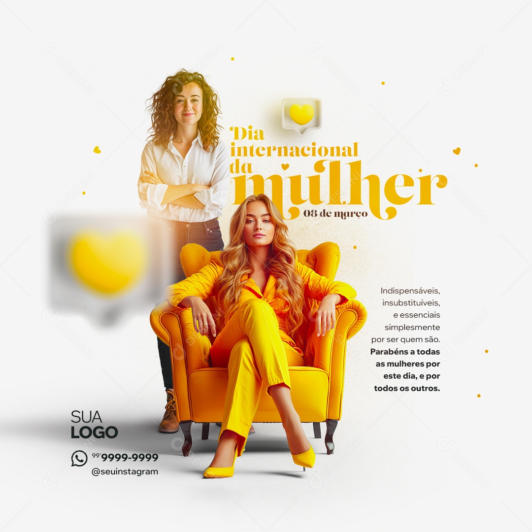 Dia Internacional das Mulheres 8 de Março Parabéns a Todas Social Media PSD Editável