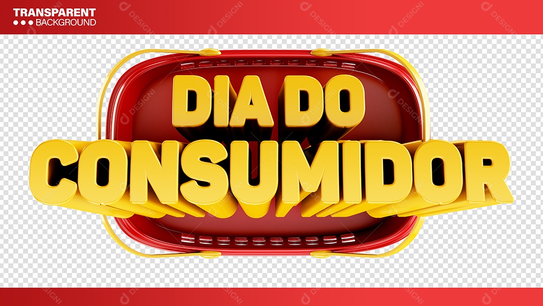 Dia Do Consumidor Selo 3D Amarelo e Vermelho para Composição PSD