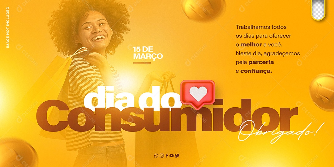 Banner Social Media Dia Do Consumidor 15 De Março Trabalhamos todos os dias PSD Editável