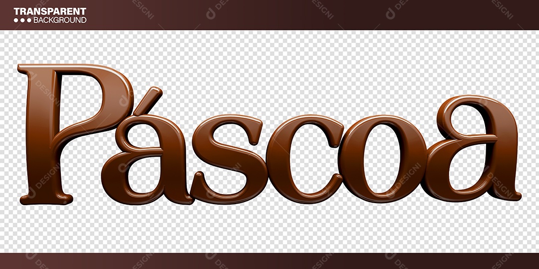 Texto 3D Páscoa Marrom para Composição PSD