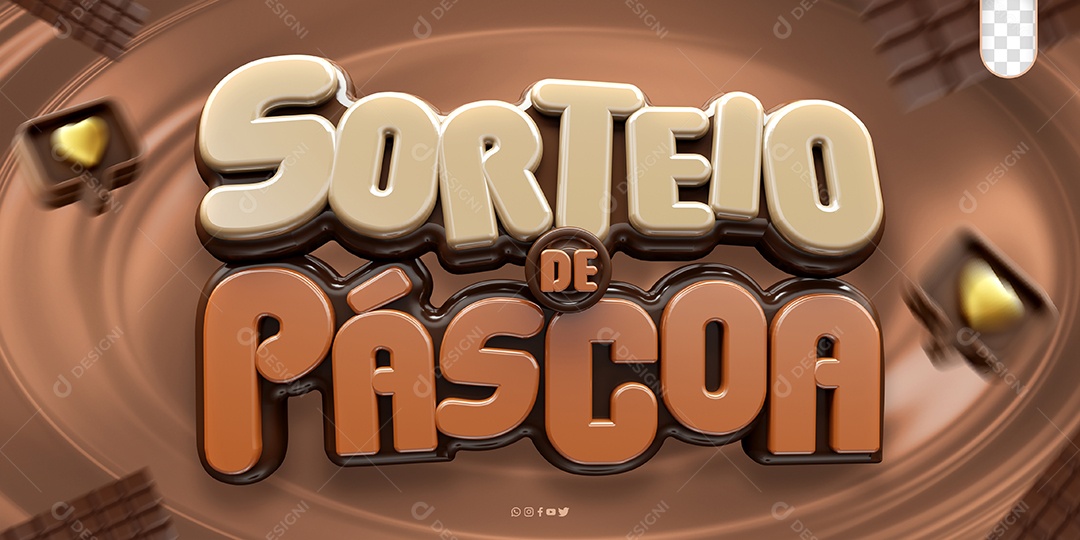 Selo 3D Sorteio De Páscoa Colorido para Composição PSD