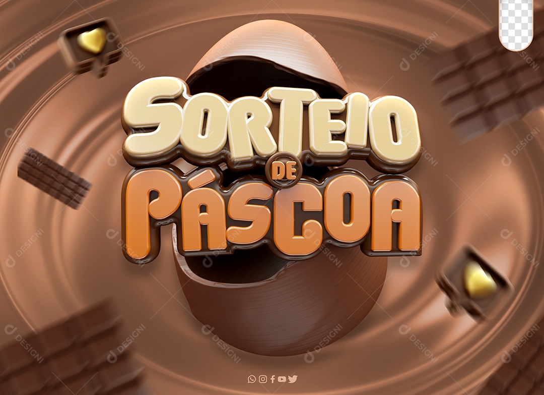 Sorteio De Páscoa Selo 3D Colorido para Composição PSD