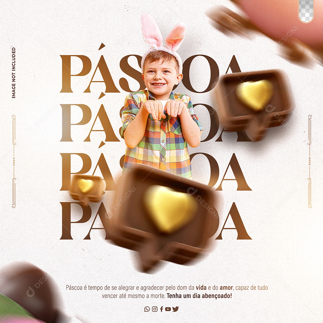 Feliz Páscoa 31 De Março é tempo de se alegrar e agradecer Social Media PSD Editável