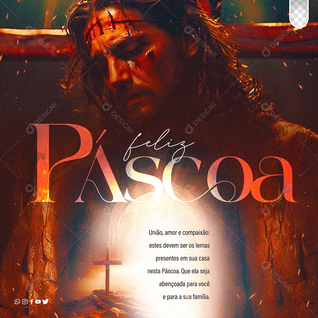 Feliz Páscoa 31 De Março União amor e compaixão Social Media PSD Editável