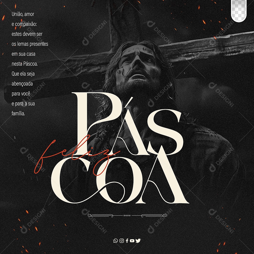 Feliz Páscoa 31 De Março União amor e compaixão Social Media PSD Editável