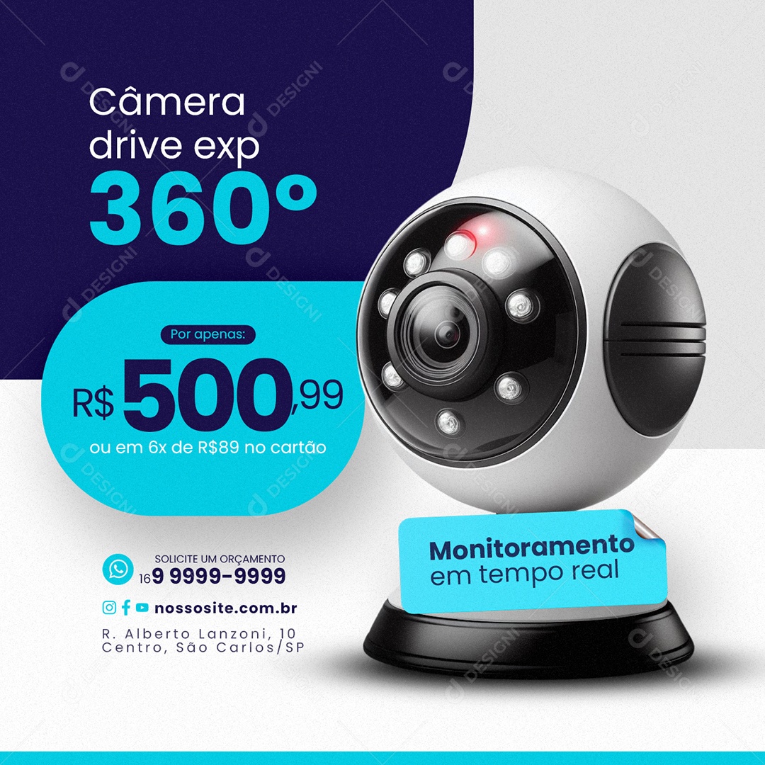 Câmera de Segurança Câmera drive exp Monitoramento em tempo real Social Media PSD Editável
