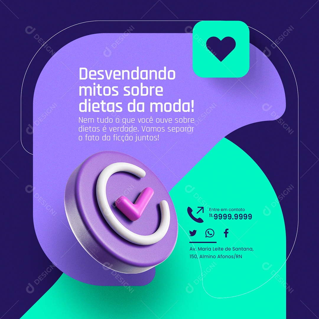 Nutricionista Desvendando mitos sobre dieta da moda Social Media PSD Editável