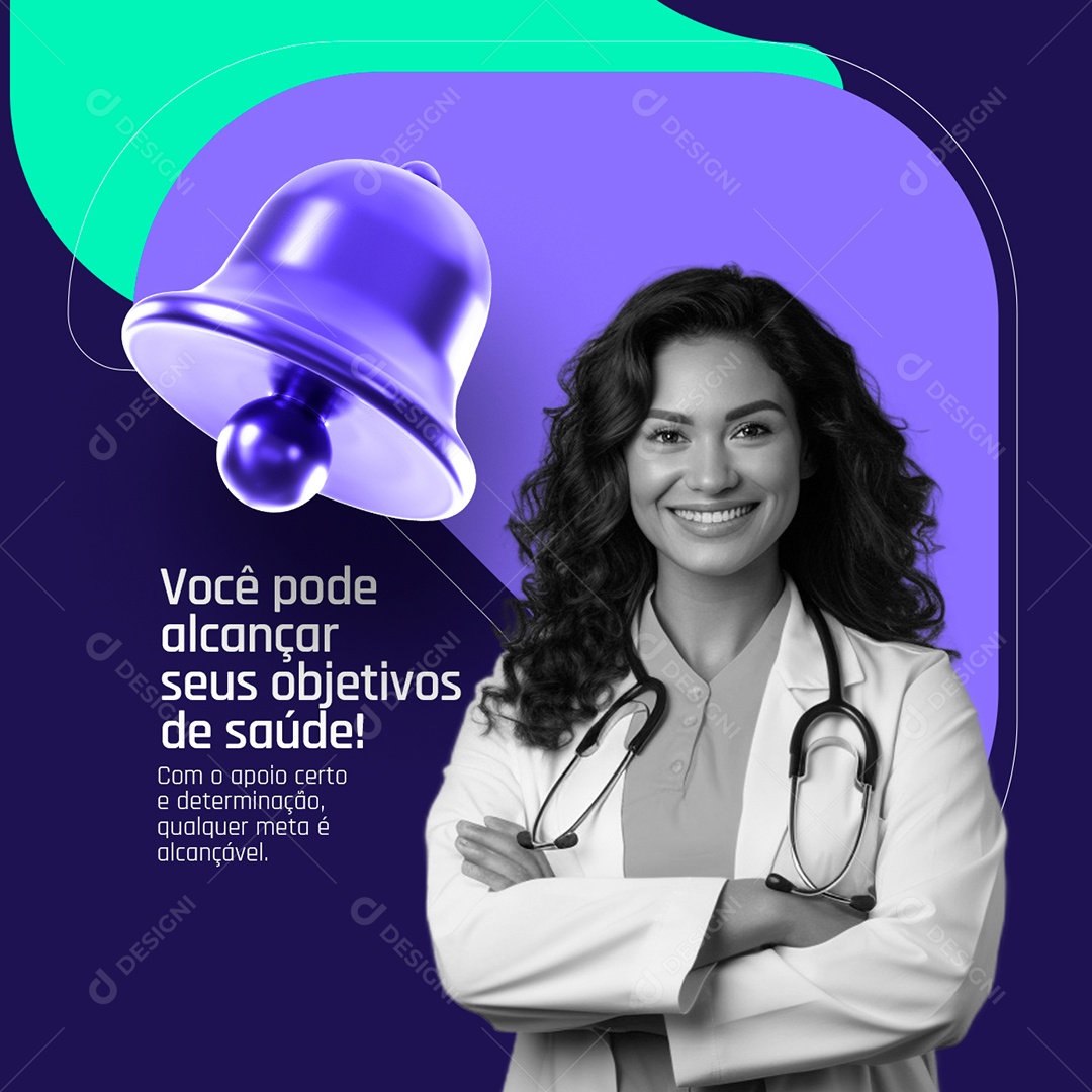 Nutricionista Você pode alcançar seus objetivos de saúde Social Media PSD Editável