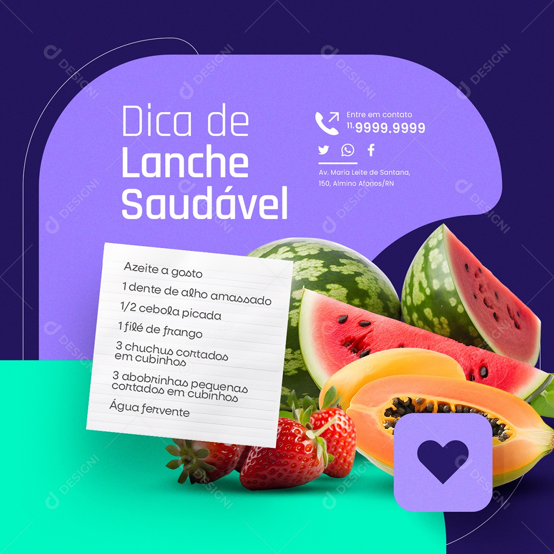 Nutricionista Dica de Lanche Saudável Azeite a gosto Social Media PSD Editável