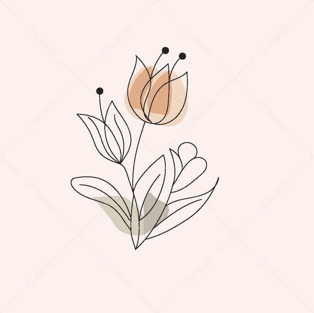 Desenho de Flores Feito a Mão Vetor EPS