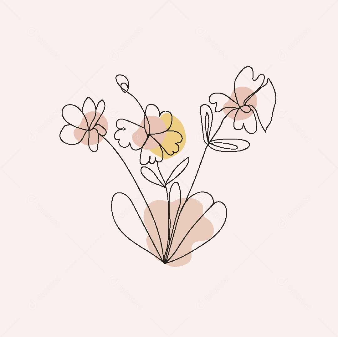 Desenho de Flores Feito a Mão Vetor EPS