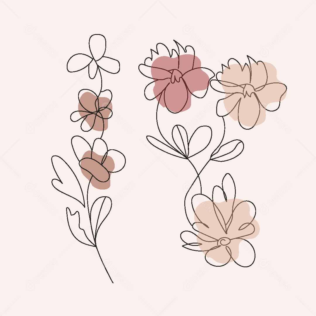 Desenho de Flores Feito a Mão Vetor EPS