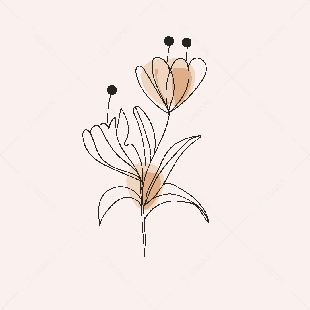 Desenho de Flores Feito a Mão Vetor EPS