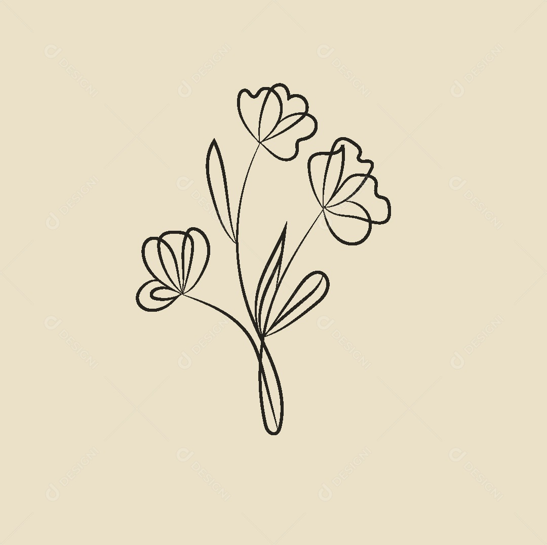 Desenho de Flores Feito a Mão Vetor EPS