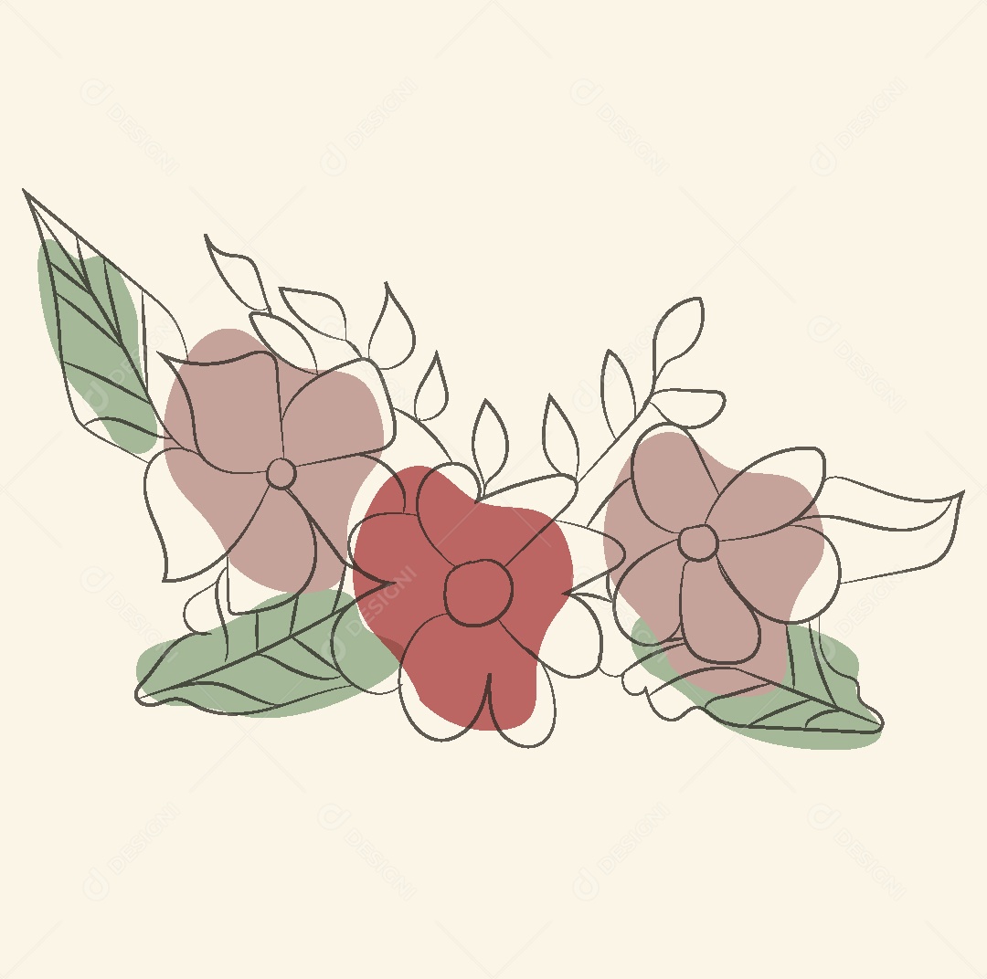 Desenho de Flores Feito a Mão Vetor EPS