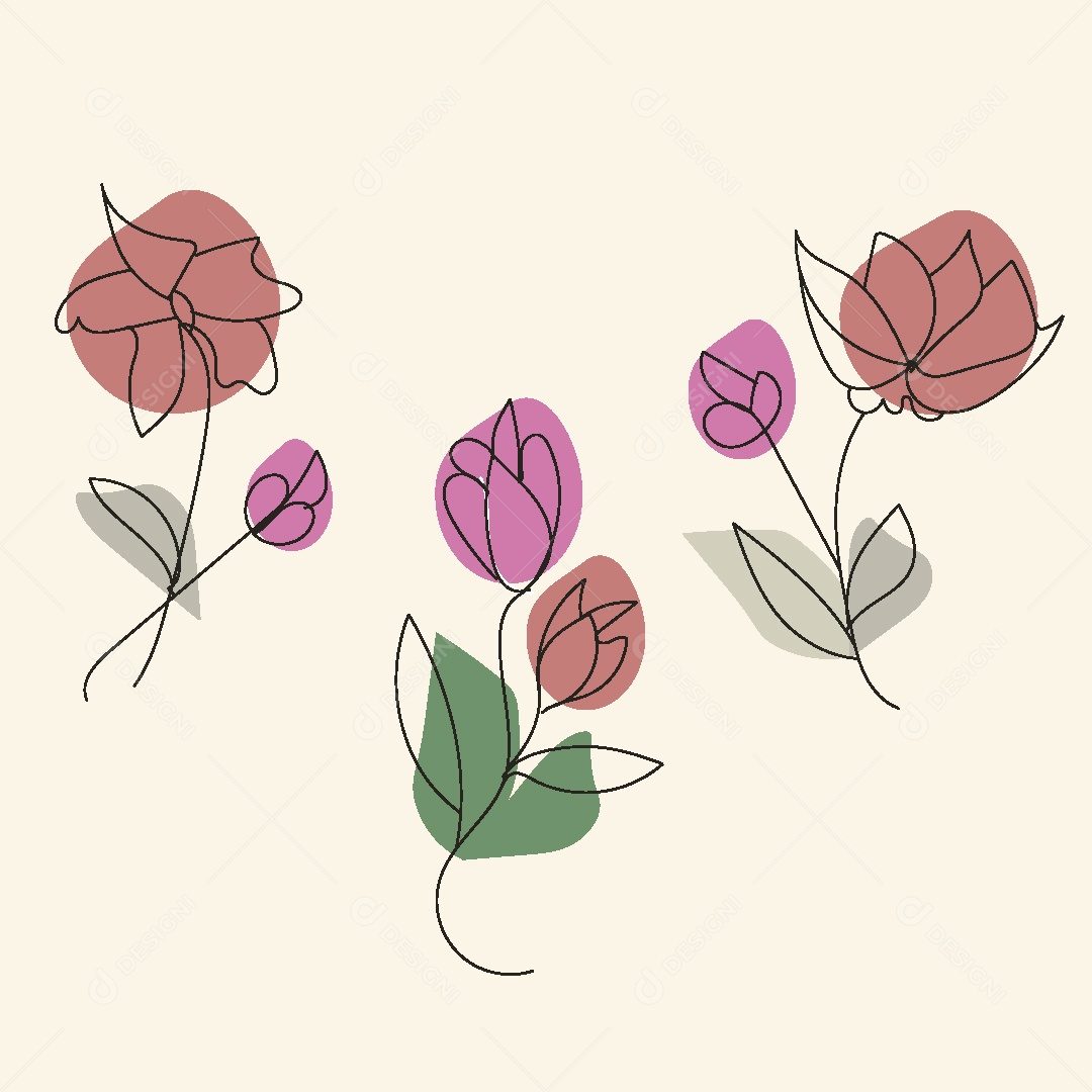 Desenho de Flores Feito a Mão Vetor EPS