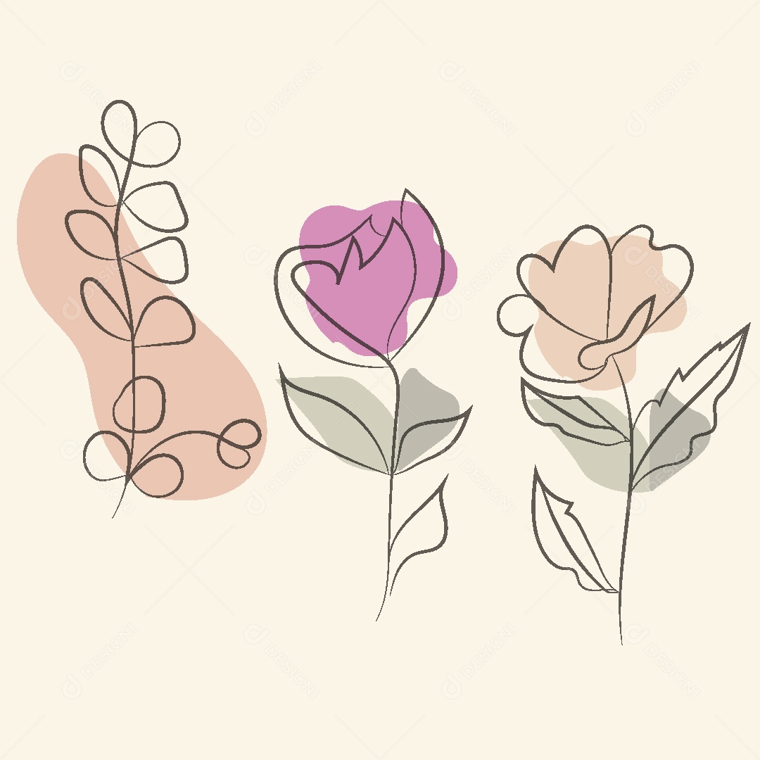 Desenho de Flores Feito a Mão Vetor EPS