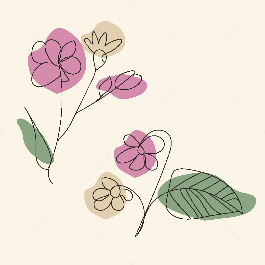 Desenho de Flores Feito a Mão Vetor EPS