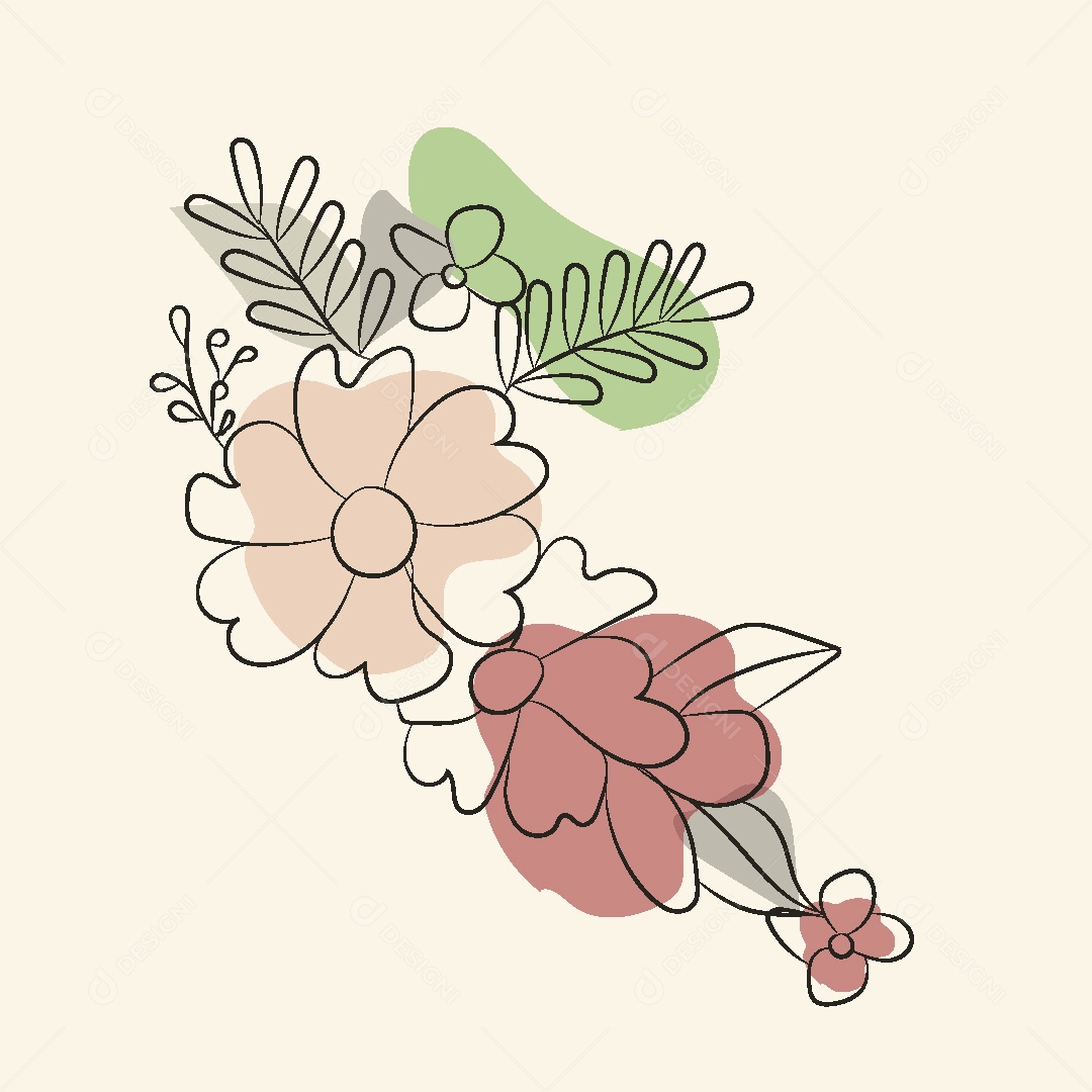 Desenho de Flores Feito a Mão Vetor EPS