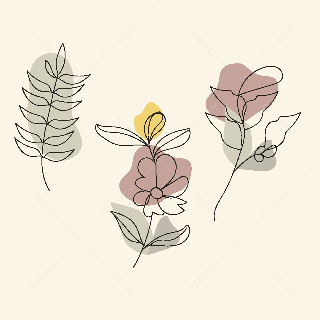 Desenho de Flores Feito a Mão Vetor EPS