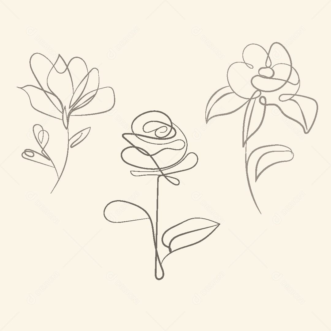 Desenho de Flores Feito a Mão Vetor EPS