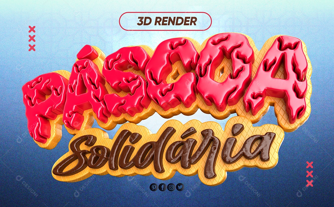Páscoa Solidária Texto 3D Rosa Marron para Composição PSD