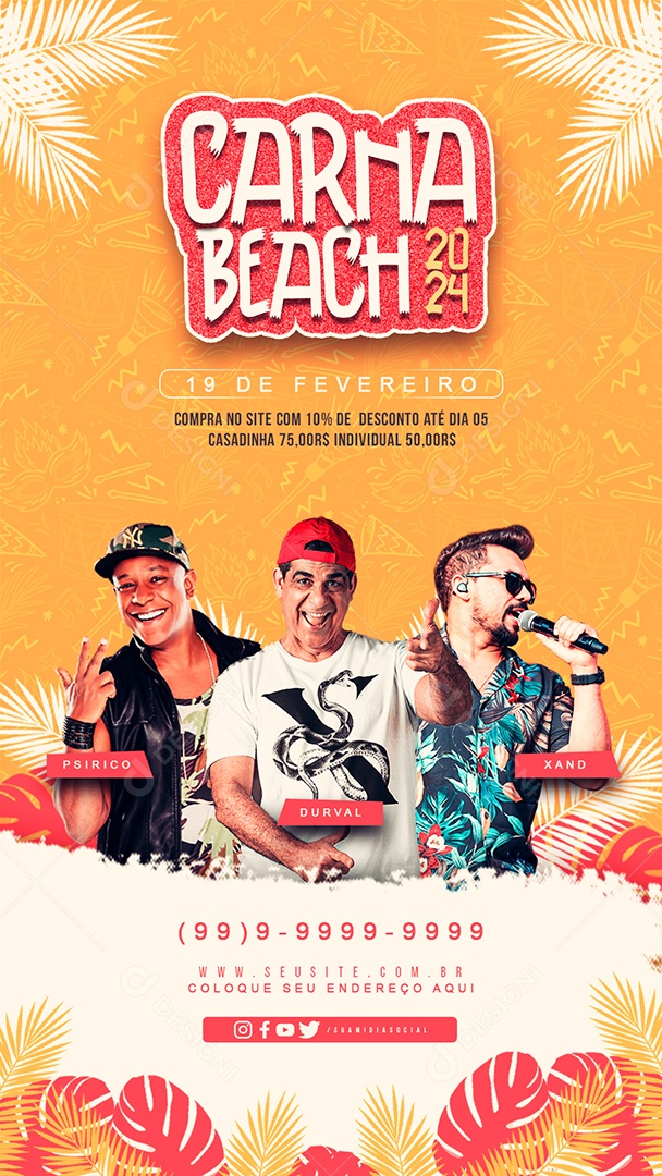 Story Flyer Carnaval Psirico Durval Xand Carna Beach 2024 Social Media PSD Editável