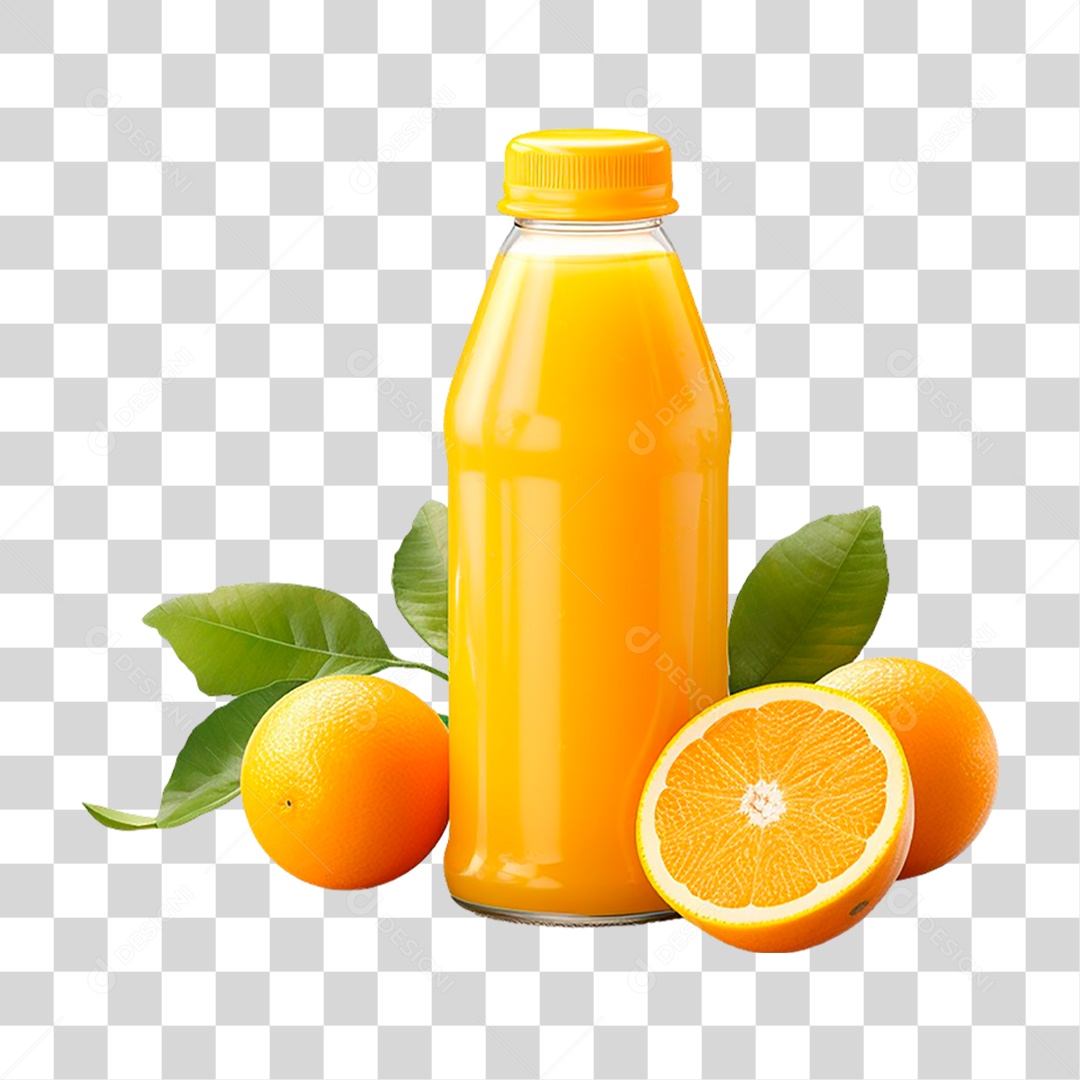 Garrafa com Suco de Laranja PNG Transparente