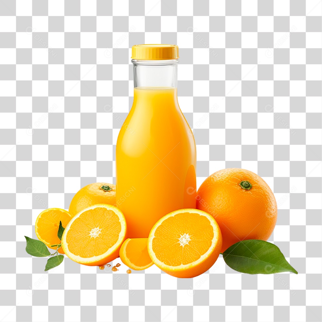 Garrafa com Suco de Laranja PNG Transparente