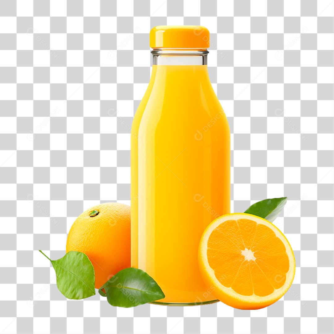 Garrafa com Suco de Laranja PNG Transparente