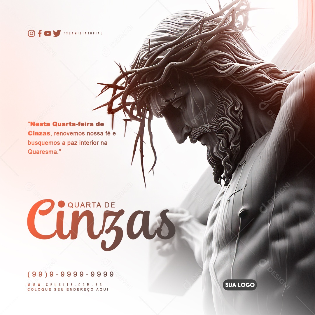 Quarta Feira de Cinzas 14 De Fevereiro renovemos nossa fé Social Media PSD Editável