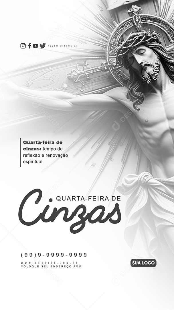 Story Quarta Feira de Cinzas 14 De Fevereiro tempo de reflexão e renovação Social Media PSD Editável