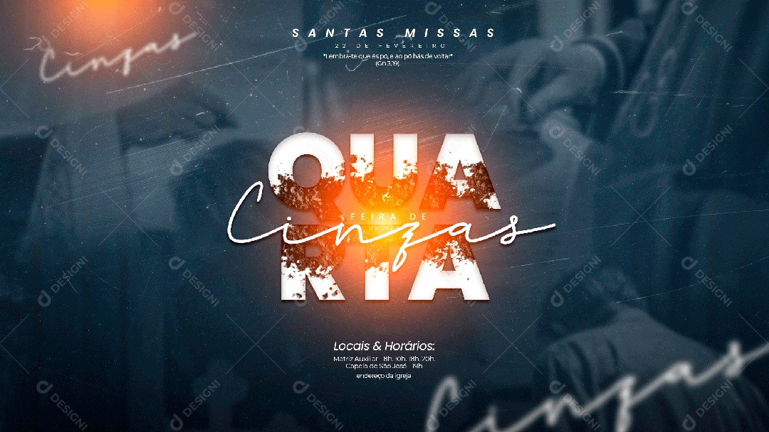 Banner Quarta Feira de Cinzas Santas Missas Social Media PSD Editável