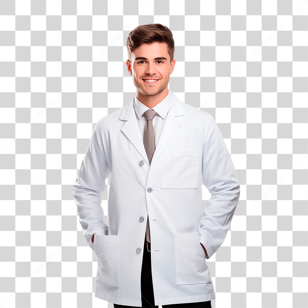 Homem de Jaleco Branco PNG Transparente