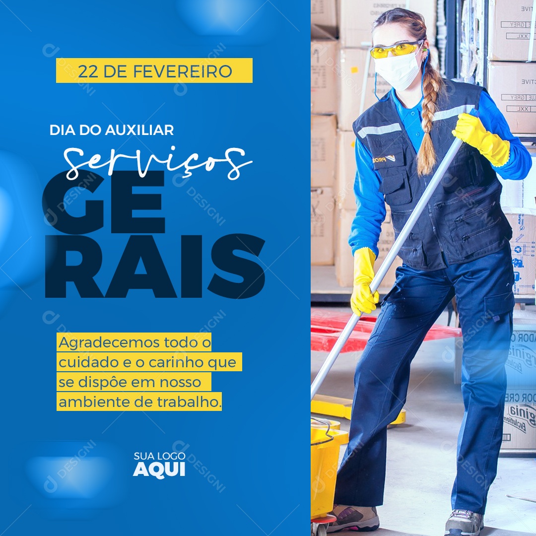 Social Media Dia do Auxiliar de Serviços Gerais 22 De Fevereiro PSD Editável