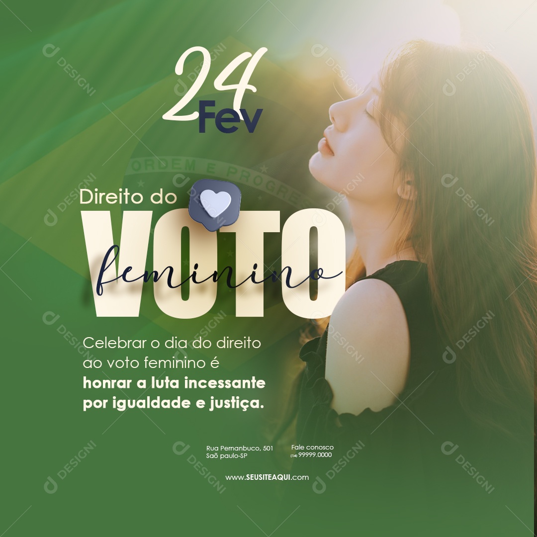 Dia do Direito do Voto Feminino 24 De Fevereiro Social Media PSD Editável