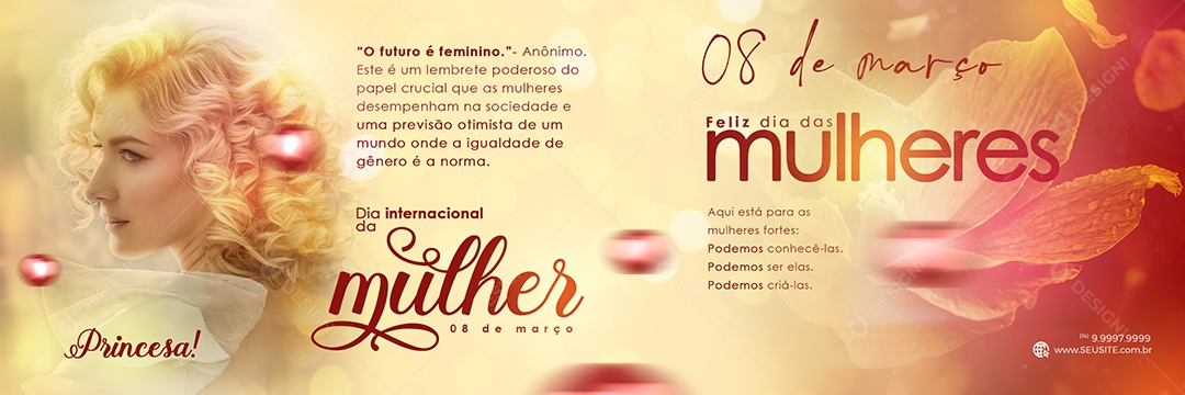 Carrossel Feliz Dia das Mulheres 08 de março Social Media PSD Editável
