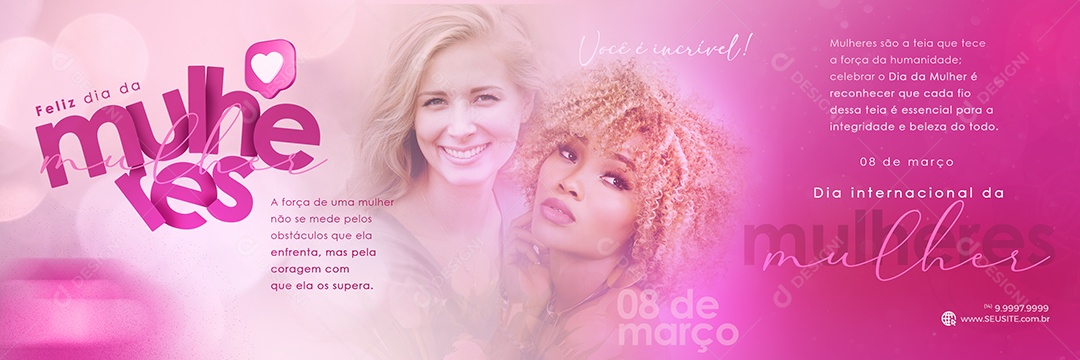 Carrossel Dia Internacional da Mulher 08 de março Social Media PSD Editável