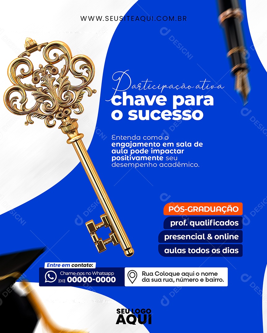 Volta às Aulas Participação Ativa Chave para o Sucesso Social Media PSD Editável