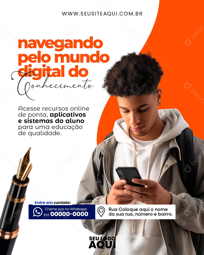 Volta às Aulas Acesse Recursos Online de Ponta Social Media PSD Editável