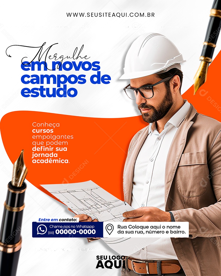 Mergulhe em Novos Campos de Estudo Social Media PSD Editável