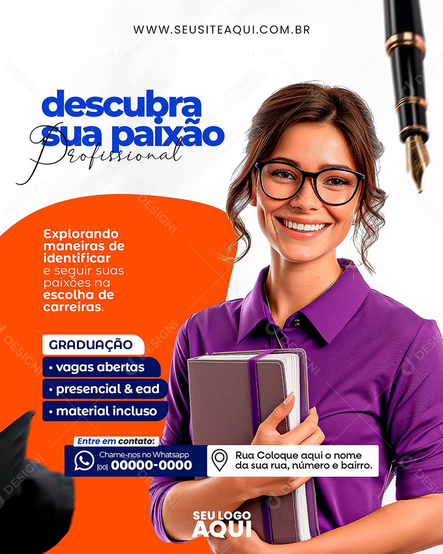Descubra sua Paixão Profissional Social Media PSD Editável