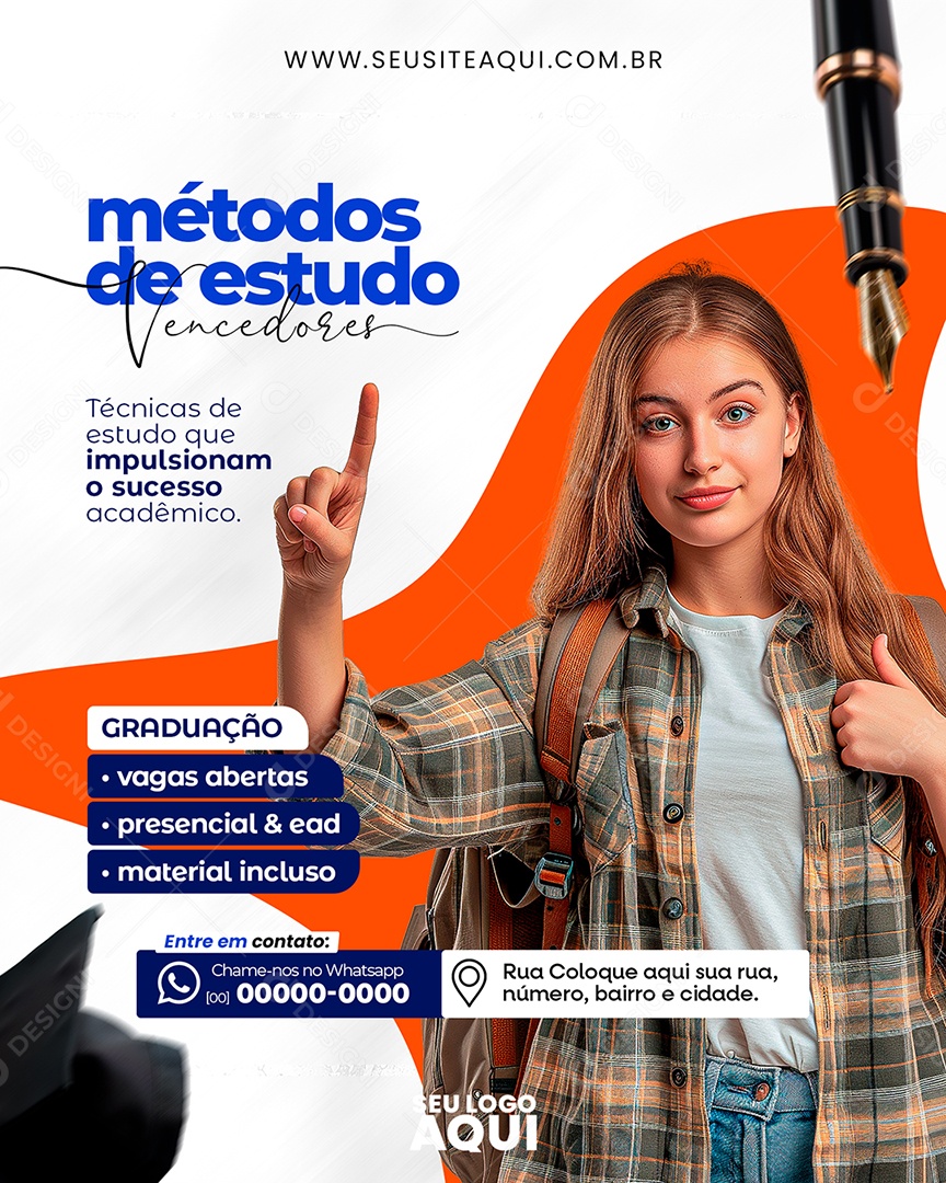 Métodos de Estudo Vencedores Social Media PSD Editável